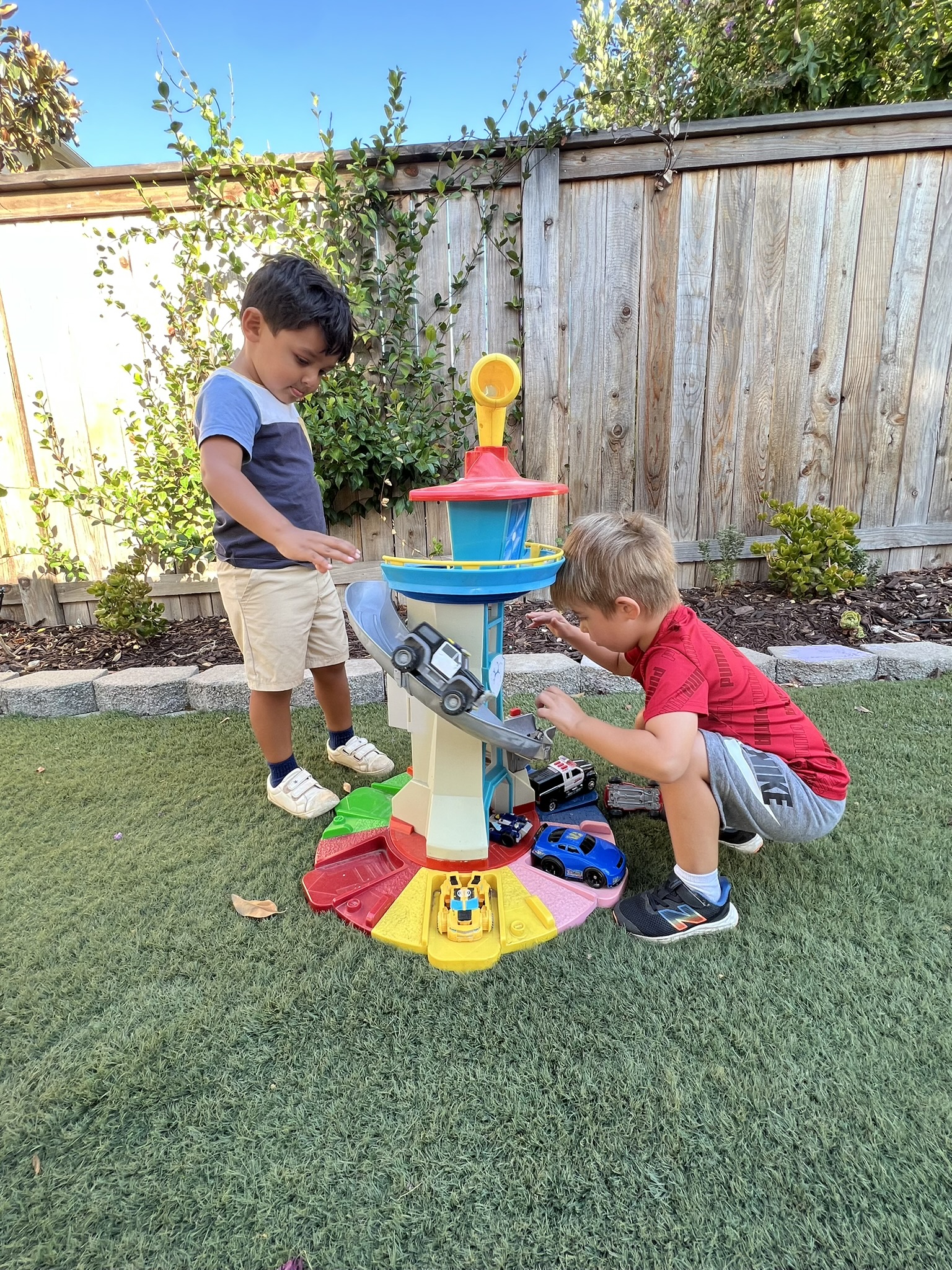 Children playing with colorful toys